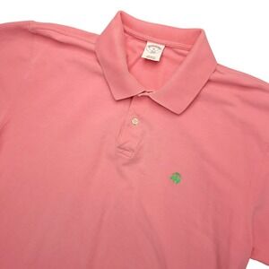 Brooks Brothers Polo Shirt Mens XL Pink Solid Cotton Casual Embroidered Logo Top